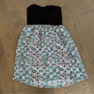 Roxy Black and Blue Strapless Mini Dress